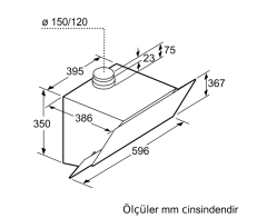DWK65AD60R Serie | 4 Duvar Tipi Davlumbaz 60 cm Siyah Cam Yüzey