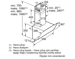 DWK68AK60T Serie | 6 Duvar Tipi Davlumbaz 60 cm Siyah Cam Yüzey