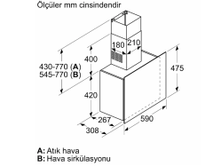 DWF65AJ20T Serie | 4 Duvar Tipi Davlumbaz 60 cm Beyaz Cam Yüzey