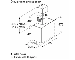 DWF65AJ60T  Serie | 4 Duvar Tipi Davlumbaz 60 cm Siyah Cam Yüzey