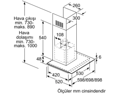 DWG66CD60T Serie | 4 Duvar Tipi Davlumbaz 60 cm Cam dekor