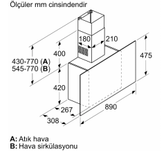 DWF95AJ20T Serie | 4 Duvar Tipi Davlumbaz 90 cm Beyaz Cam Yüzey