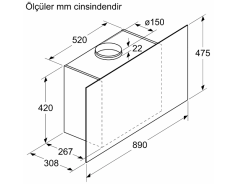 DWF95AJ20T Serie | 4 Duvar Tipi Davlumbaz 90 cm Beyaz Cam Yüzey