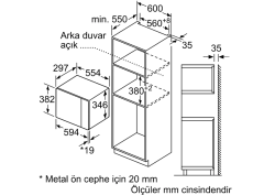 BEL524MS0 Serie | 6 Ankastre Mikrodalga 60 x 38 cm Paslanmaz çelik