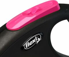 Flexi New Neon Otomatik Şerit Köpek Gezdirme Kayışı 5m [S] (Pembe)