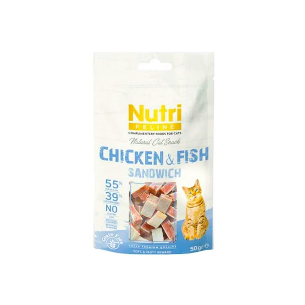 Chicken&Fish Sandwich Grain Free Tavuk ve Balıklı Sandviç Kedi Ödülü 50 gr