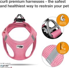 Curli Vest Harness Air-Mesh Köpek Göğüs Tasması Pembe (L)