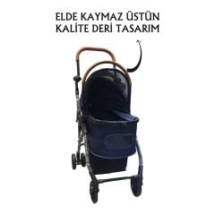 TOMMY EVCİL HAYVAN ARABASI 76,5x48x99 CM LACİVERT MAX 15 KG