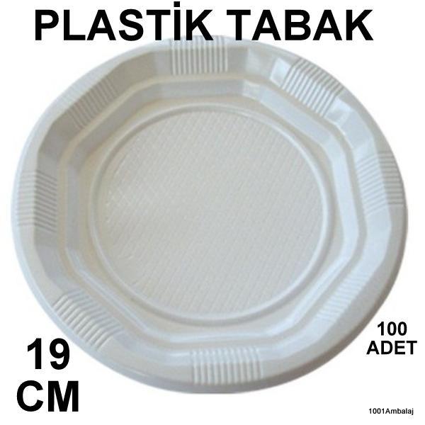 Plastik Lüks Beyaz Tabak 19 Cm 100 Lü Paket