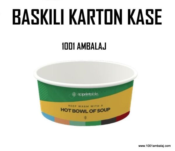 Dijital Baskılı 1300 Cc Karton Salata kabı Beyaz