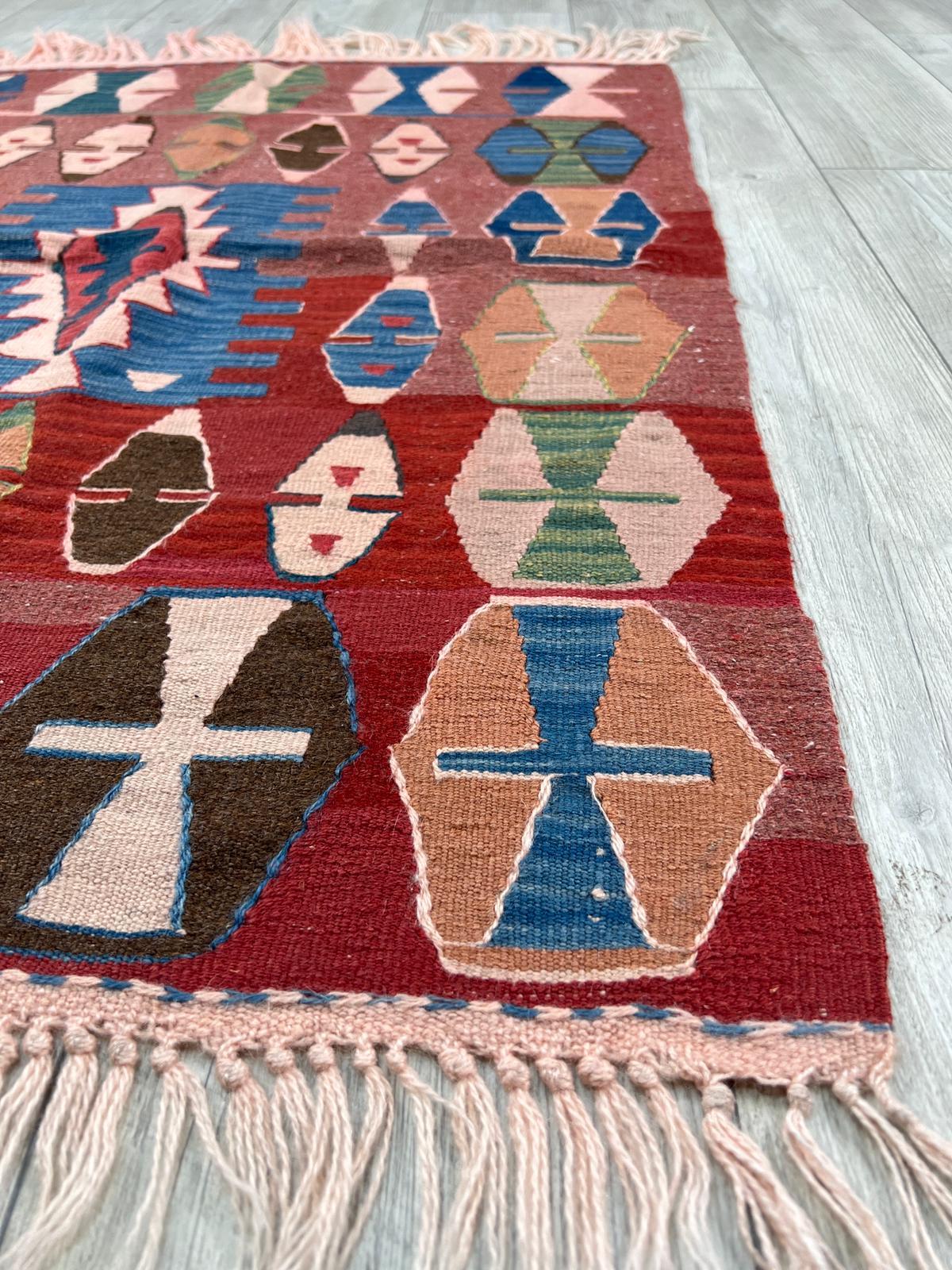 El Dokumasi Halı Kilim Yolluk Paspas Ölçü 115X87 Cm