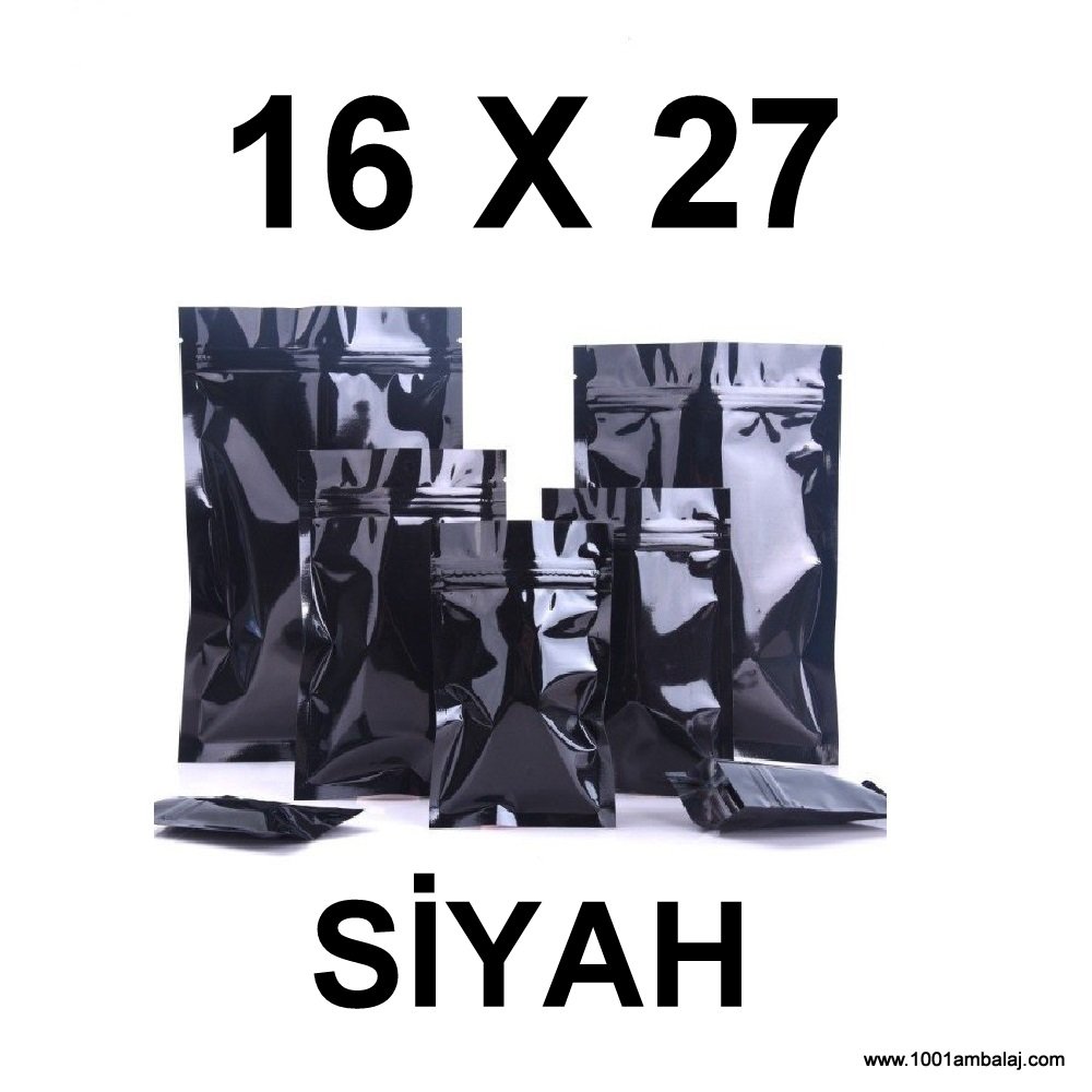 16X27 Cm Siyah Renk Doypack Torba /64/