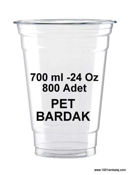 Pet Bardak 700 Ml 24 Oz 95 Çap 1 Koli 800 Adet Şeffaf 1001 Ambalaj