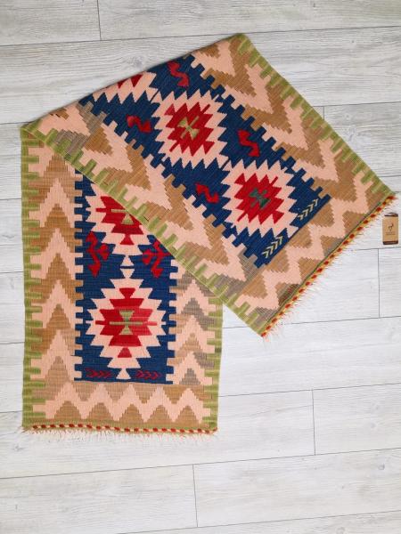 El Dokumasi Anadolu Motif Kök Boya Yün Kilim Aoa Ölçü 170X55Cm