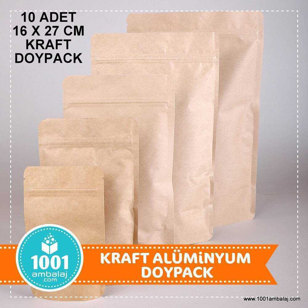 16X27 Cm Kraft * 10 Adet * Kilitli Doypack Torba 500 Gr /33/