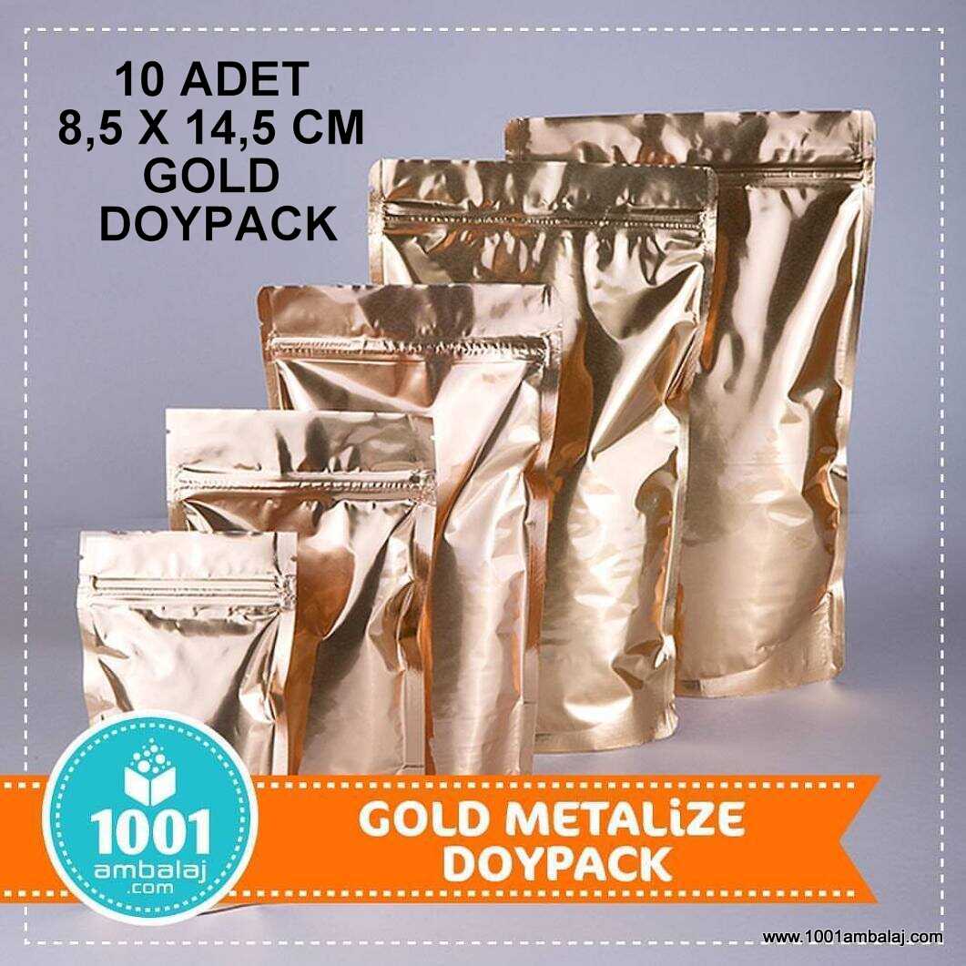 8,5X14,5 Cm Gold ( Altın ) * 10 Adet * Kilitli Doypack Torba 50 Gr /20/
