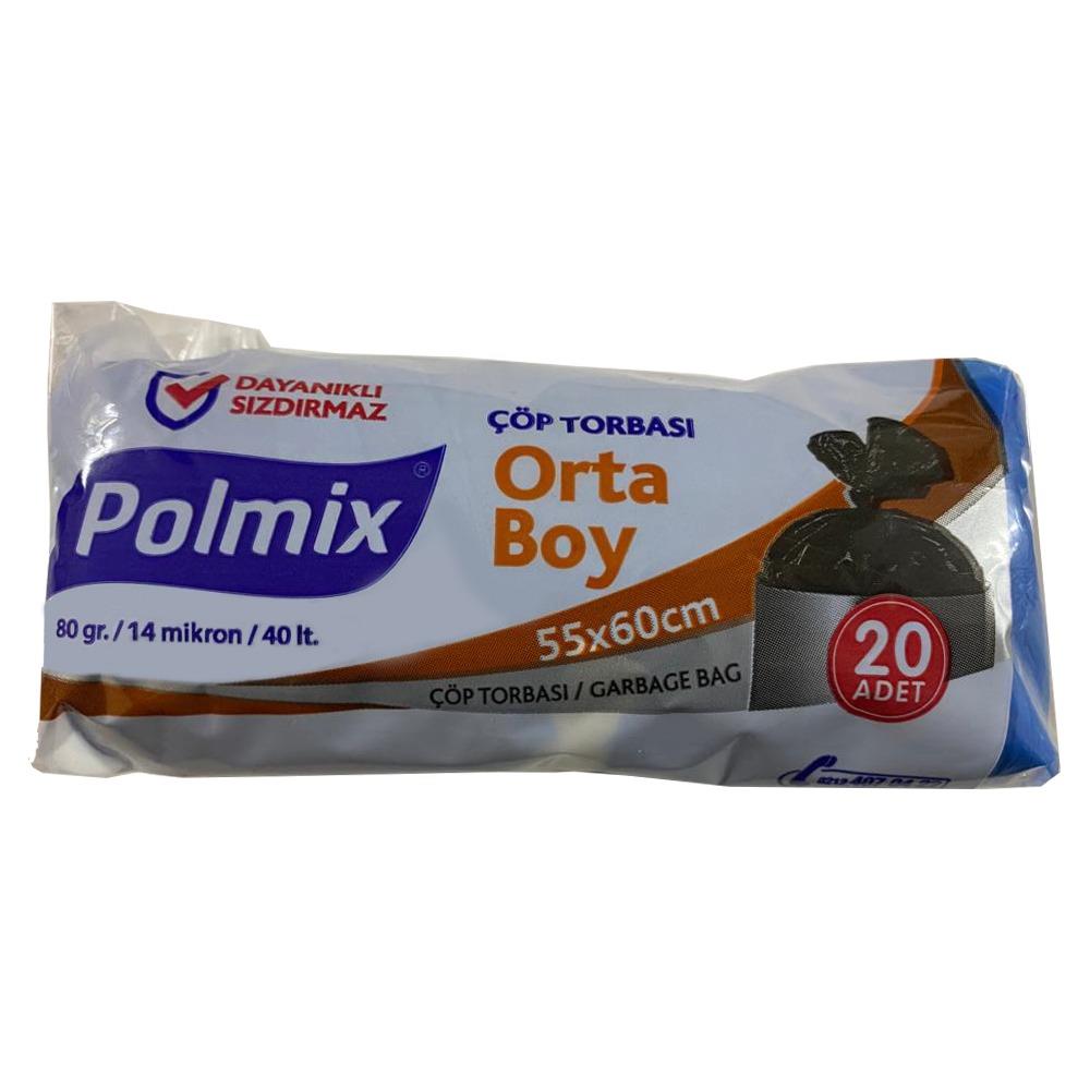 Çöp Torbası Polmix Orta Boy 80 Gram 55X60 Siyah 1 Paket