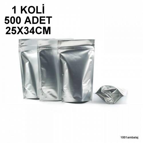 25X34 Cm Alüminyum 1 Koli 500 Adet Kilitli Doypack Torba 1500 Gr /07/