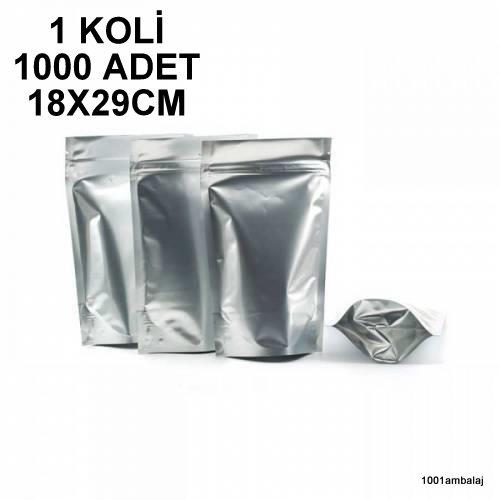 18X29 Cm Alüminyum 1 Koli 1000 Adet Kilitli Doypack Torba 750 Gr /05/