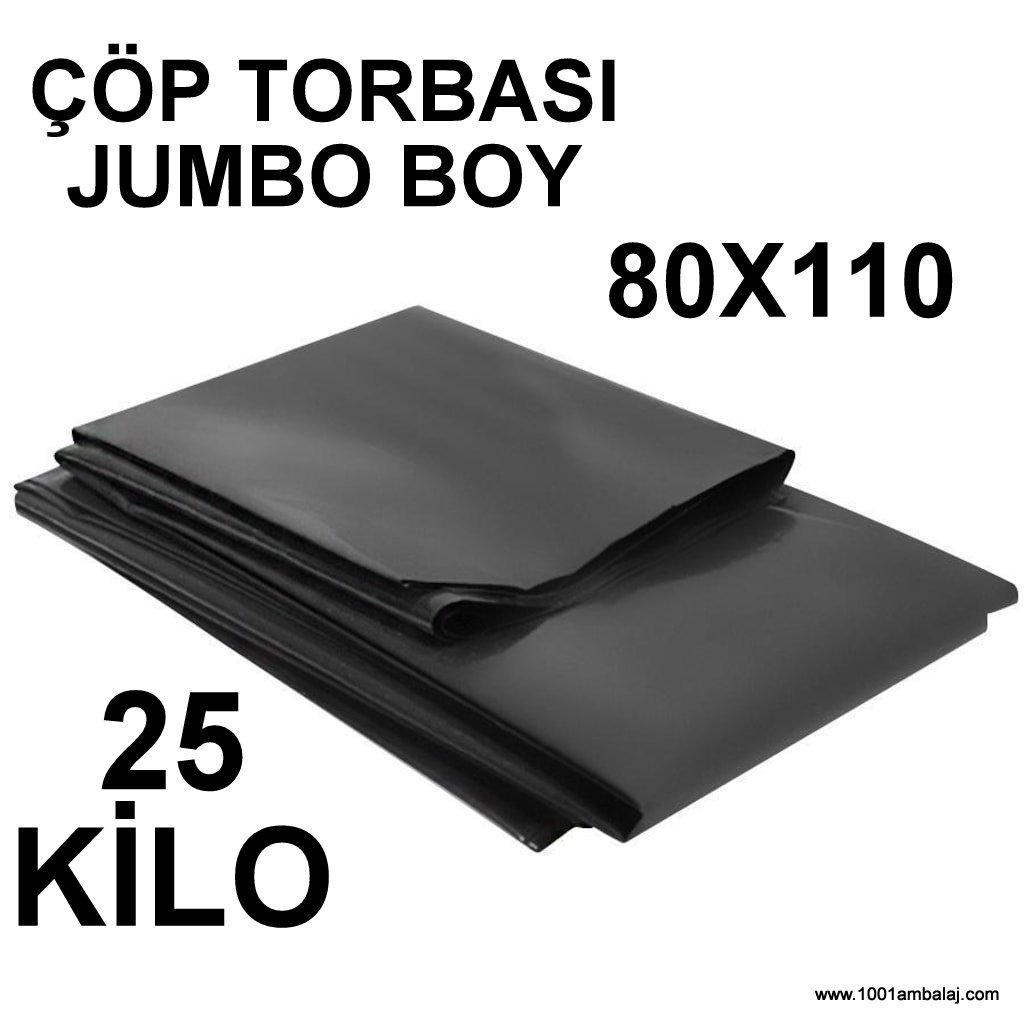 Çöp Torbası Jumbo Boy Gram 80X110 Cm Siyah 1 Balya 25 Kilo