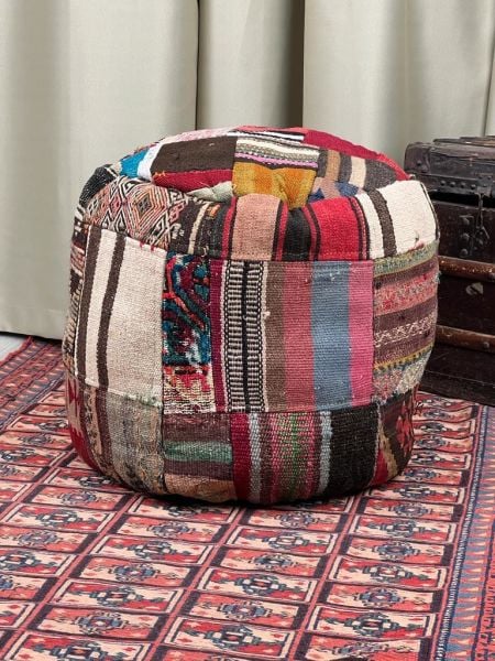 Nostaljik Kilim Puf Ölçü Çap 45 Cm Yükseklik 42 Cm