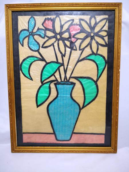 Ahşap Çerçeveli El Yapimi Vitray Çalişmasi Aoa Ölçü 52X38Cm