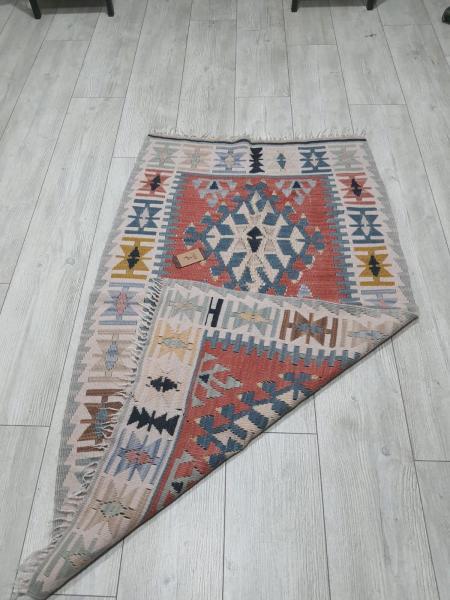 El Dokumasi Anadolu Motif Kök Boya Yün Kilim Aoa Ölçü 82X134Cm