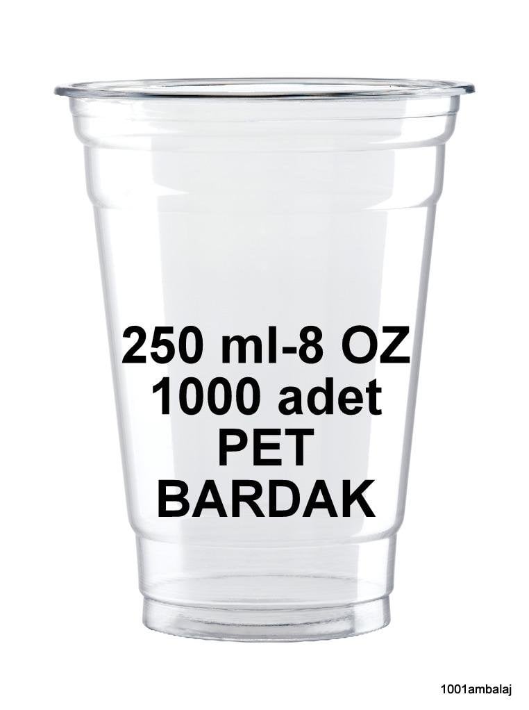 Plastik Bardak 250 Ml 8 Oz 1 Koli 1000 Adet Şeffaf