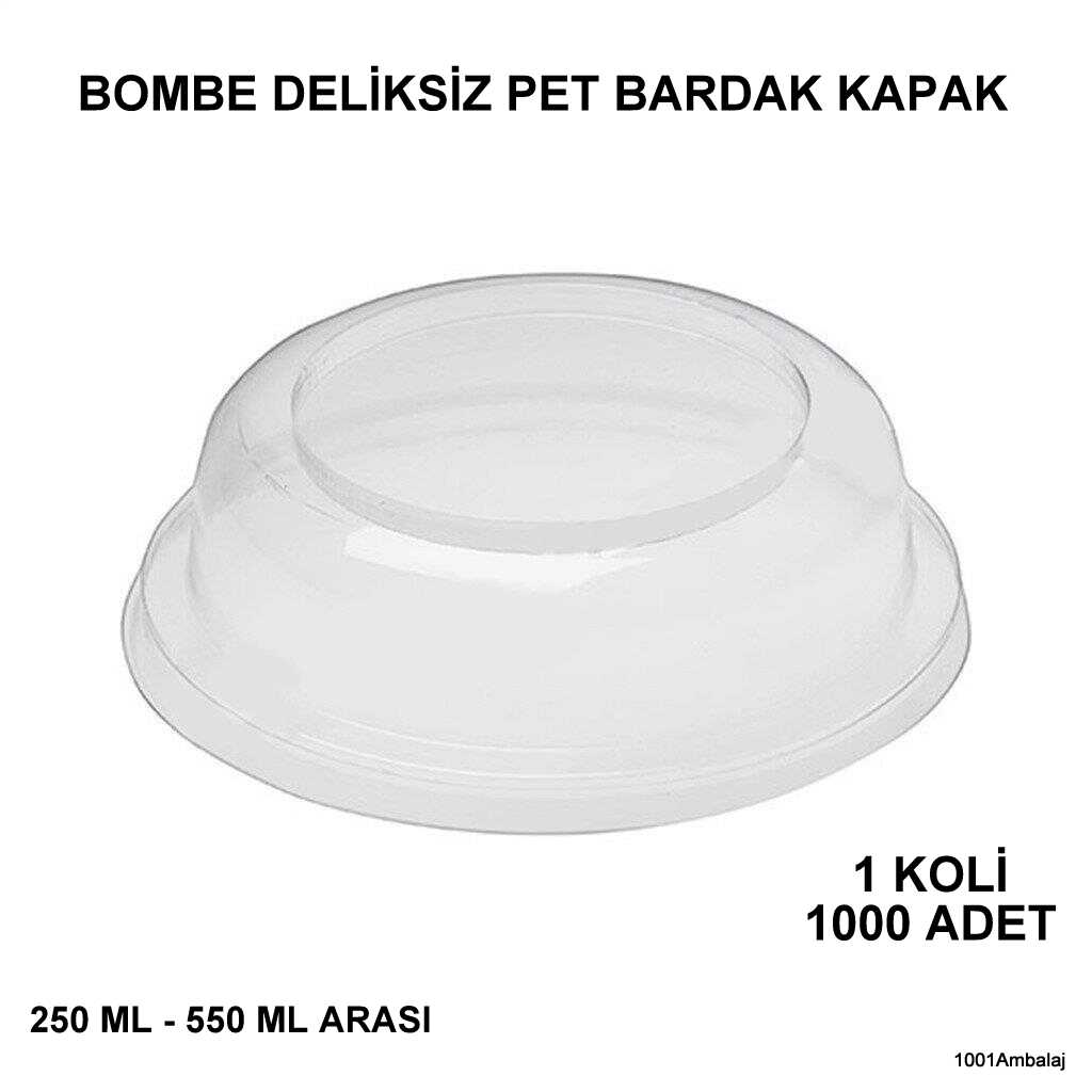 Bardak Kapağı Bombe Deliksiz Plastik Şeffaf 8 Oz - 18 Oz Arasi / 95 Çap / 1 Koli 1000 Adet