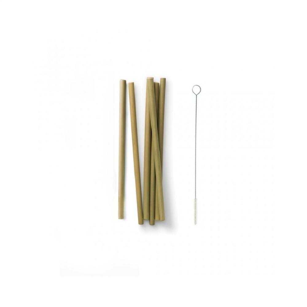 Ahşap Pipet Bambu 19 Cm Çap 7-10 Mm + Temizleme Aparati 5 Li