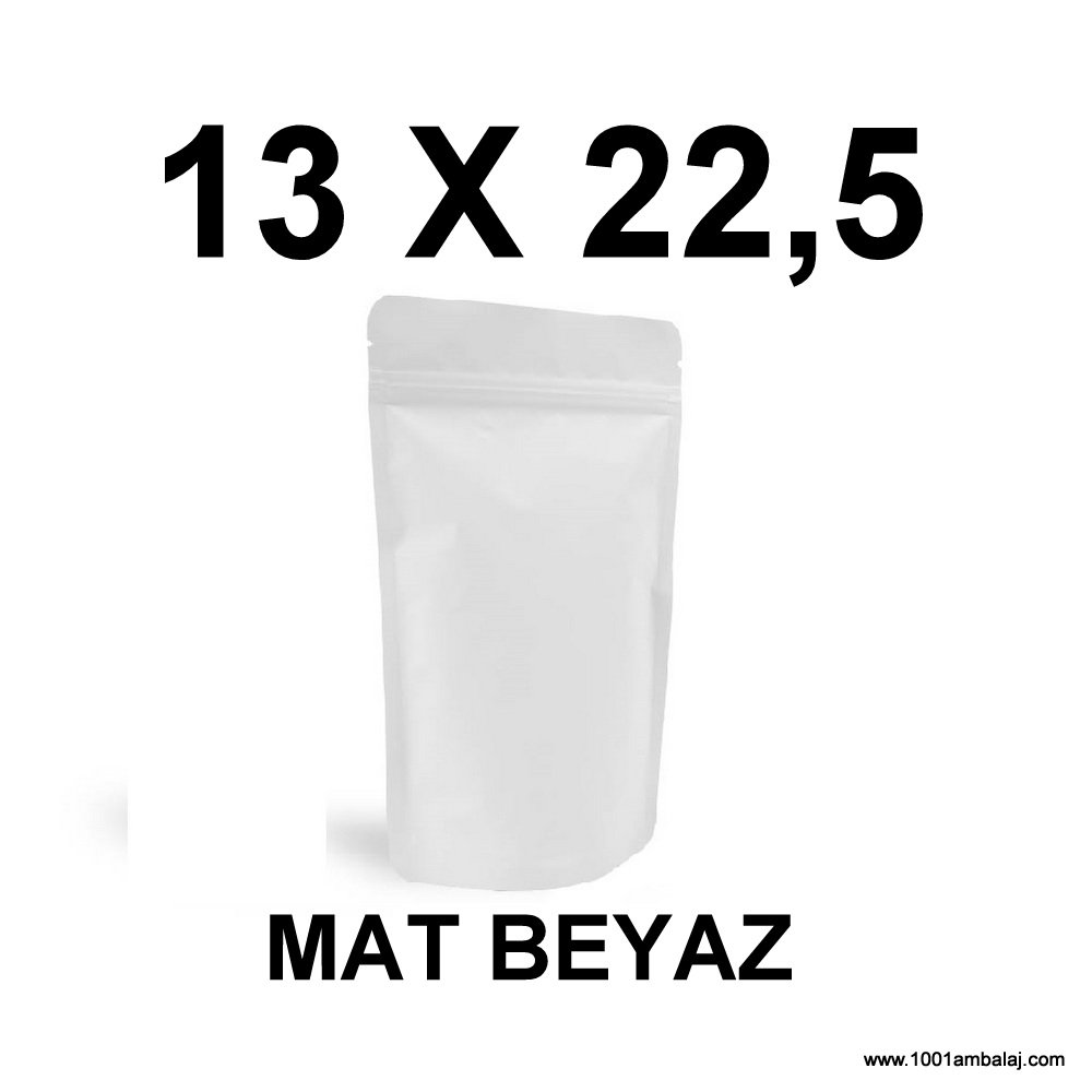 13X22,5 Cm Mat Beyaz Renk Doypack Torba /17/