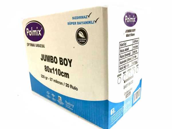 Çöp Torbası Polmix Jumbo Boy 220 Gram 80X110 Siyah 5 Paket