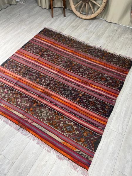 El Dokumasi Halı Kilim Yolluk Paspas Ölçü 195X195 Cm