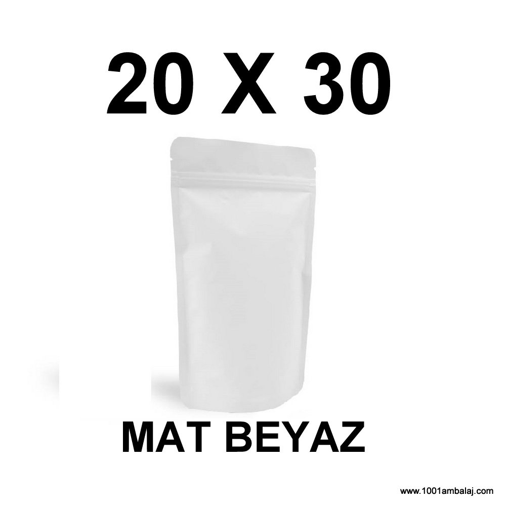 20X30 Cm Mat Beyaz Renk Doypack Torba /19/