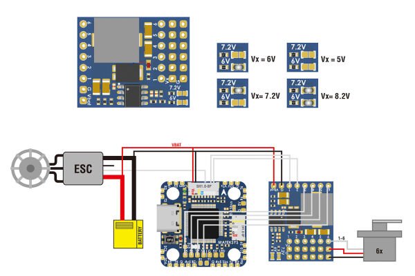 Servo PDB w/BEC 5.5-36V to 5-8.2V