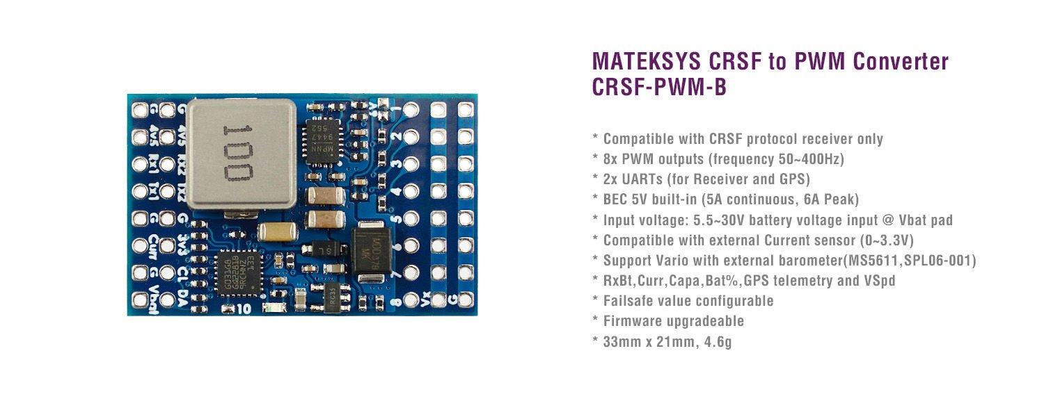 CRSF to PWM Converter CRSF-PWM-B