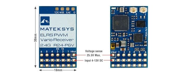 ELRS 2.4GHz PWM Vario Receiver, ELRS-R24-P6V