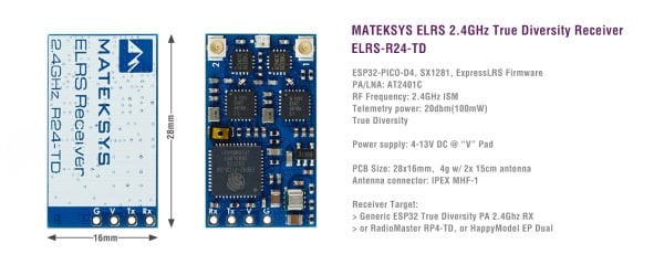 ELRS 2.4GHz True Diversity Receiver, ELRS-R24-TD