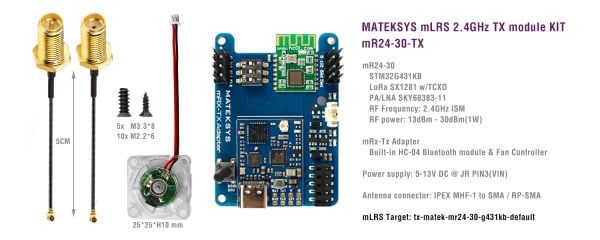 MATEKSYS mLRS MAVLink 2.4GHz TX Module Kit, mR24-30-TX