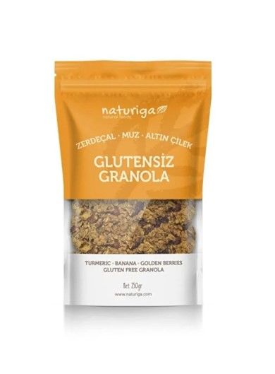 Naturiga Organik K Naturiga Zerdeçal - Muz - Altın Çilek Glutensiz Granola 250 gr