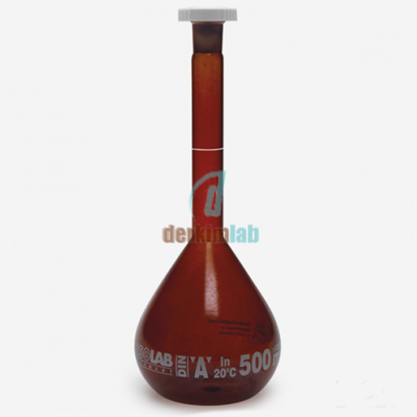 Balon Joje, Amber, Cam,Class A, PP Kapaklı, Grup Sertifikalı Beyaz Skala, 250 ml - NS 14/23 Şilif