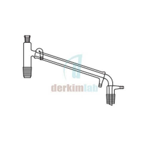 Distilasyon köprüsü, Termometre girişli, Soğutuculu, Vakum çıkışlı Dişi NS : 14,5/23  - Erkek  NS :14,5/23