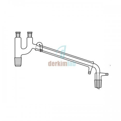 Distilasyon köprüsü, Termometre girişli, Soğutuculu, Vakum çıkışlı, Claisen tipi Dişi NS : 14,5/23  - Erkek  NS :29/32