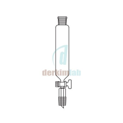 Silindirik tip, Damlatma hunisi, Cam Musluk 25 ml Hacim, NS : 14,5/23, Musluk/Delik Çapı 12.5/2.5 mm