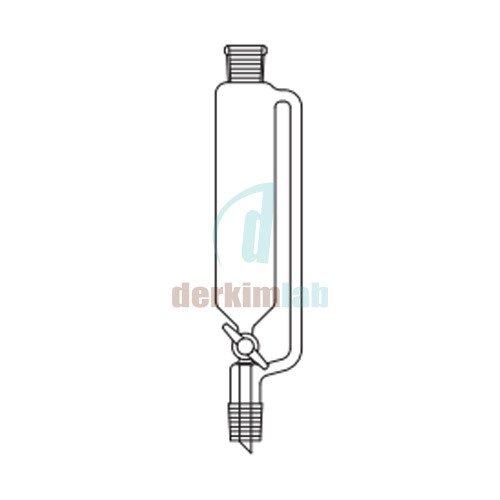 Silindirik tip, Damlatma hunisi, Basınç denge borulu, PTFE Musluk 25 ml Hacim, NS : 14,5/23, Musluk/Delik Çapı 12.5/2.5 mm