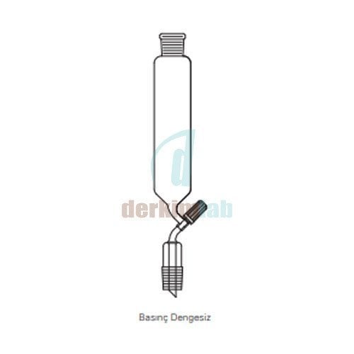 Silindirik tip, Damlatma hunisi, Valf tipi, PTFE, Basınç Dengesiz  250 ml Hacim, NS : 29/32