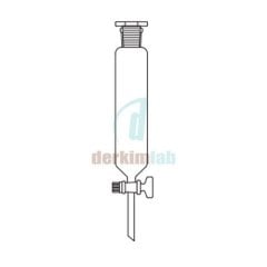 Ayırma hunisi, Silindirik tip, Cam Musluk 1000 ml Hacim, NS : 29/32,  Musluk/Delik Çapı 14.5/4.0 mm