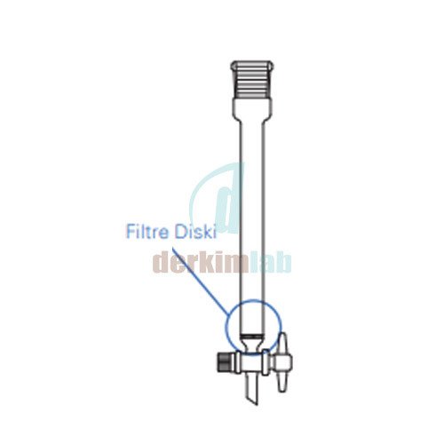 Şilifli, Filtreli*,  PTFE musluklu Boru Çapı 15 mm, Boy 200 mm, NS : 14.5/23, 35 ml Hacim