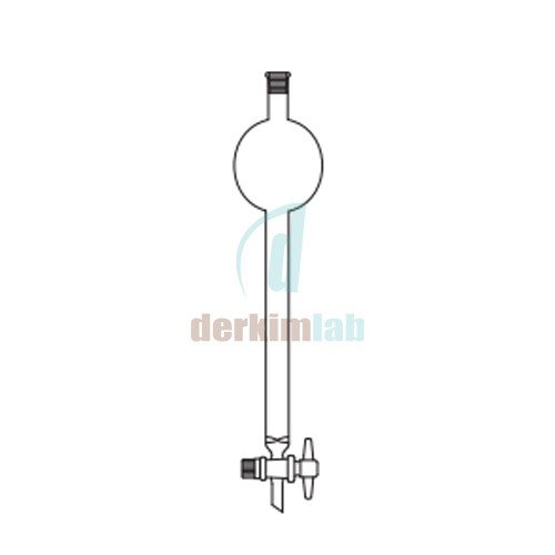 Hazneli Kolon, PTFE musluklu Boru Çapı 15 mm, Boy 200 mm, 35 ml Hacim, 100 ml Rezervuar Hacmi