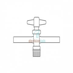 Tek Yollu PTFE Musluk, Vidalı ve Contalı NS : 18,8   , 6 mm Delik Çapı